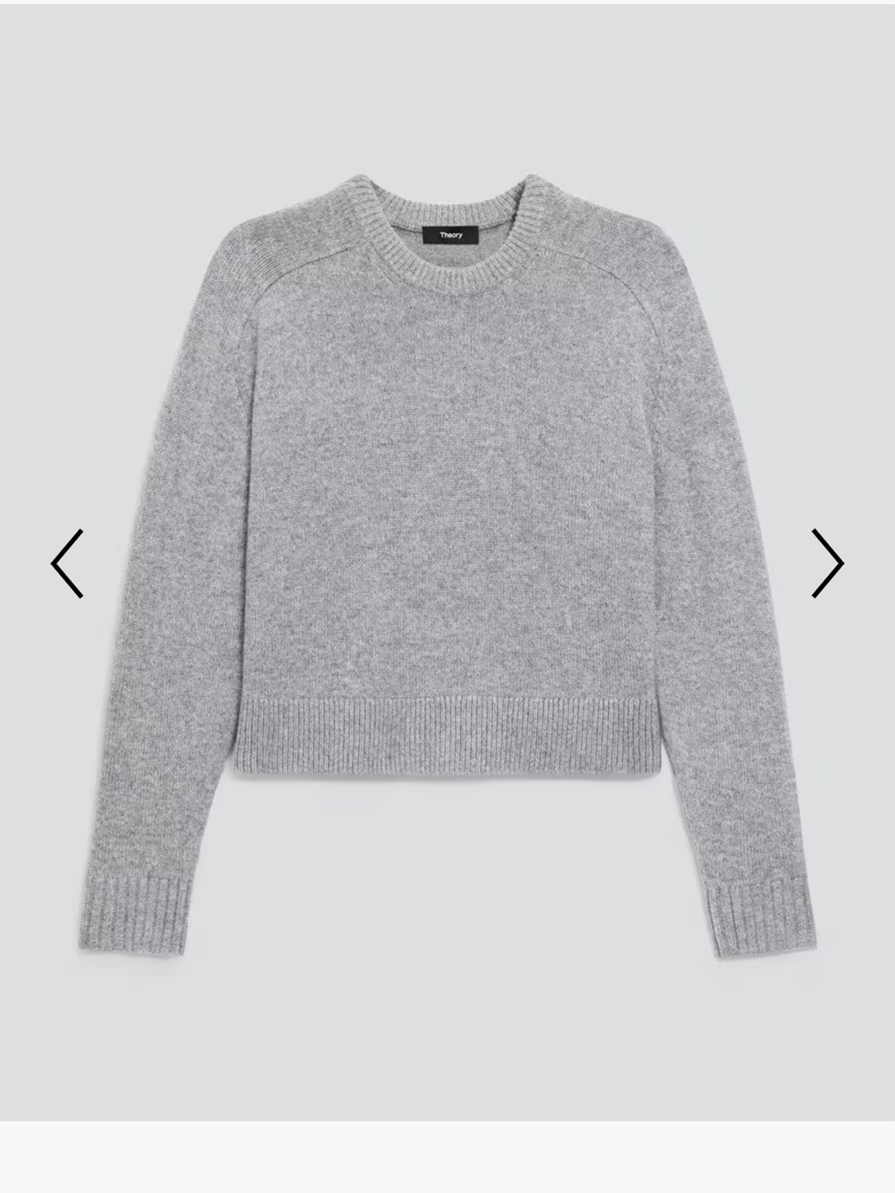 Theory Grey Cropped Cashmere Crewneck Sweater